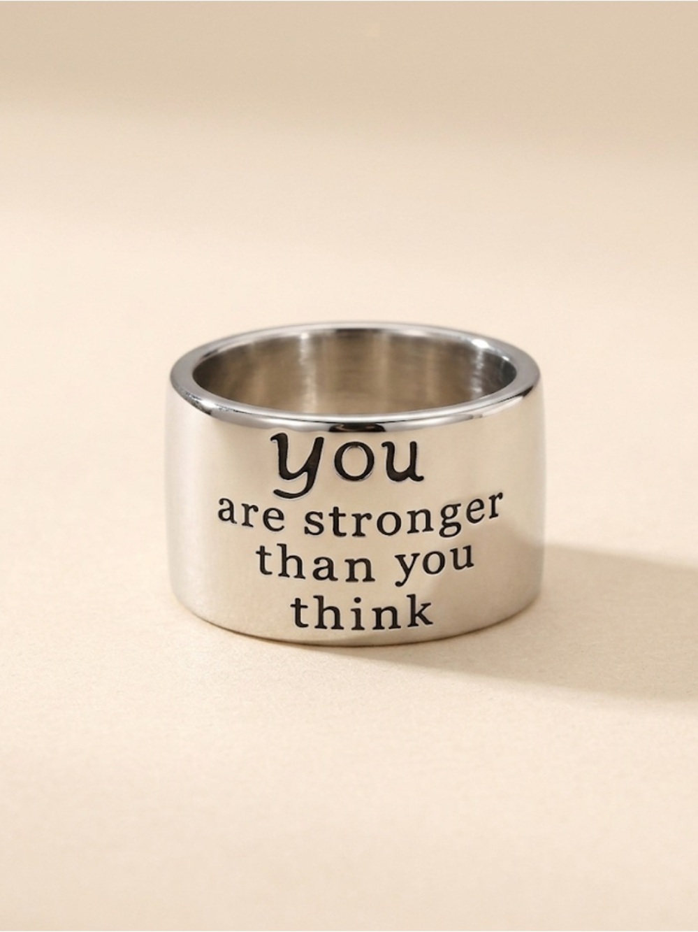 Inspirational 925 Silver Statement Ring - "You are stronger than you think"